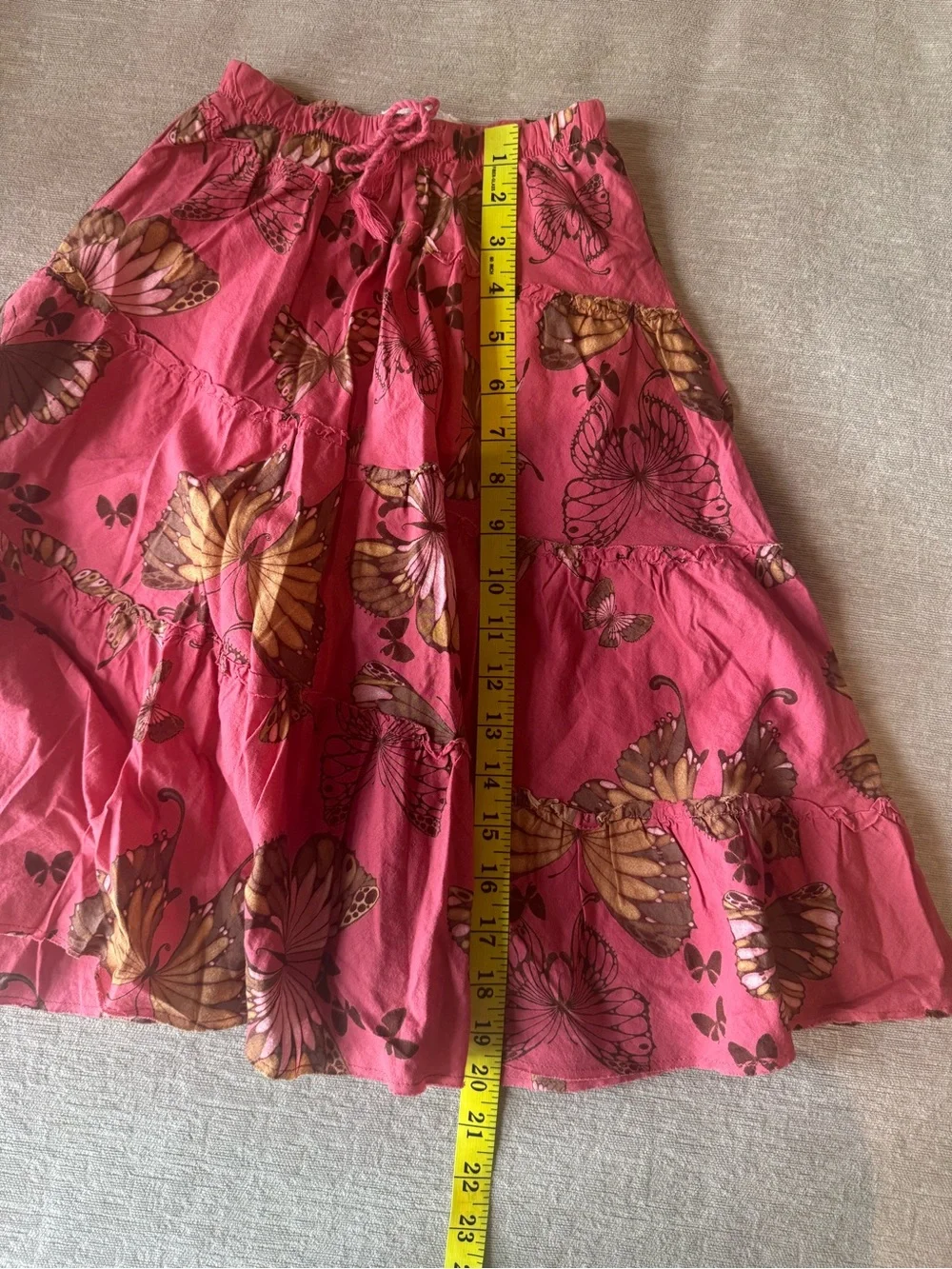 Gap Kids Butterfly Print Tiered Boho Skirt Pink Size S (6-7) Cotton Cottagecore